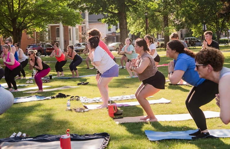 Get Flexy members training together outdoors at Yoga in the Park