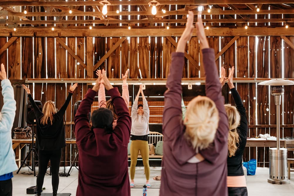 Corporate wellness class in session